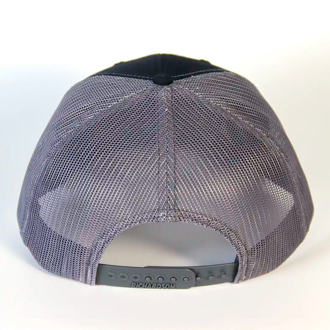 IH Cap Black with Gray Mesh back view