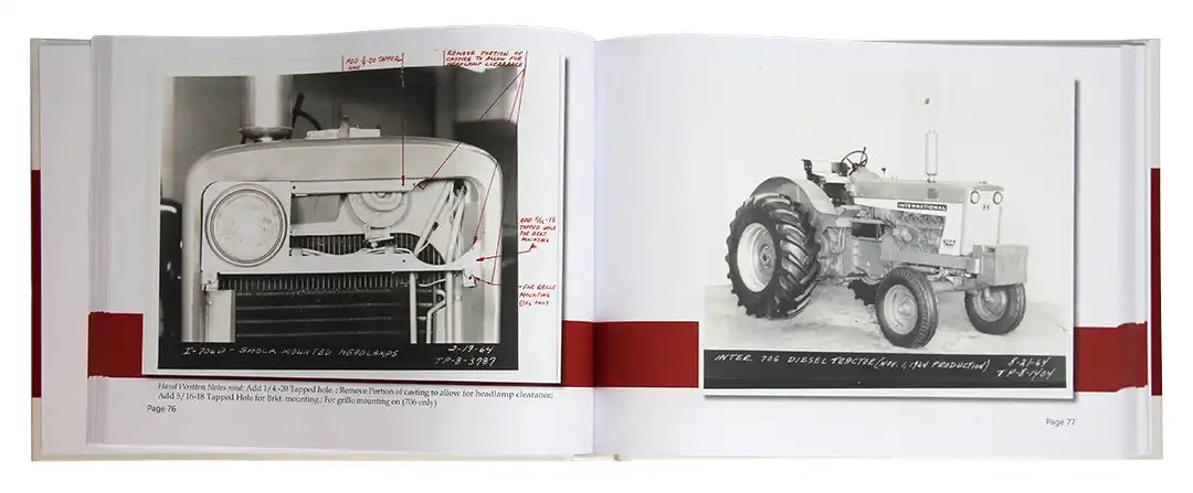 open book showing details of International 706 Diesel tractor