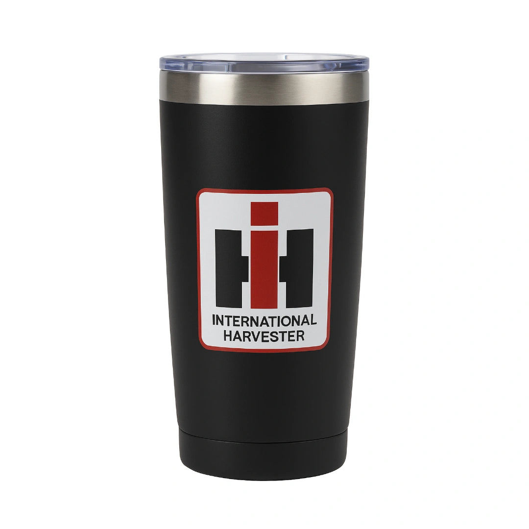 Internatonal Harvester Black IH Logo Stainlees Steel Travel Tumbler