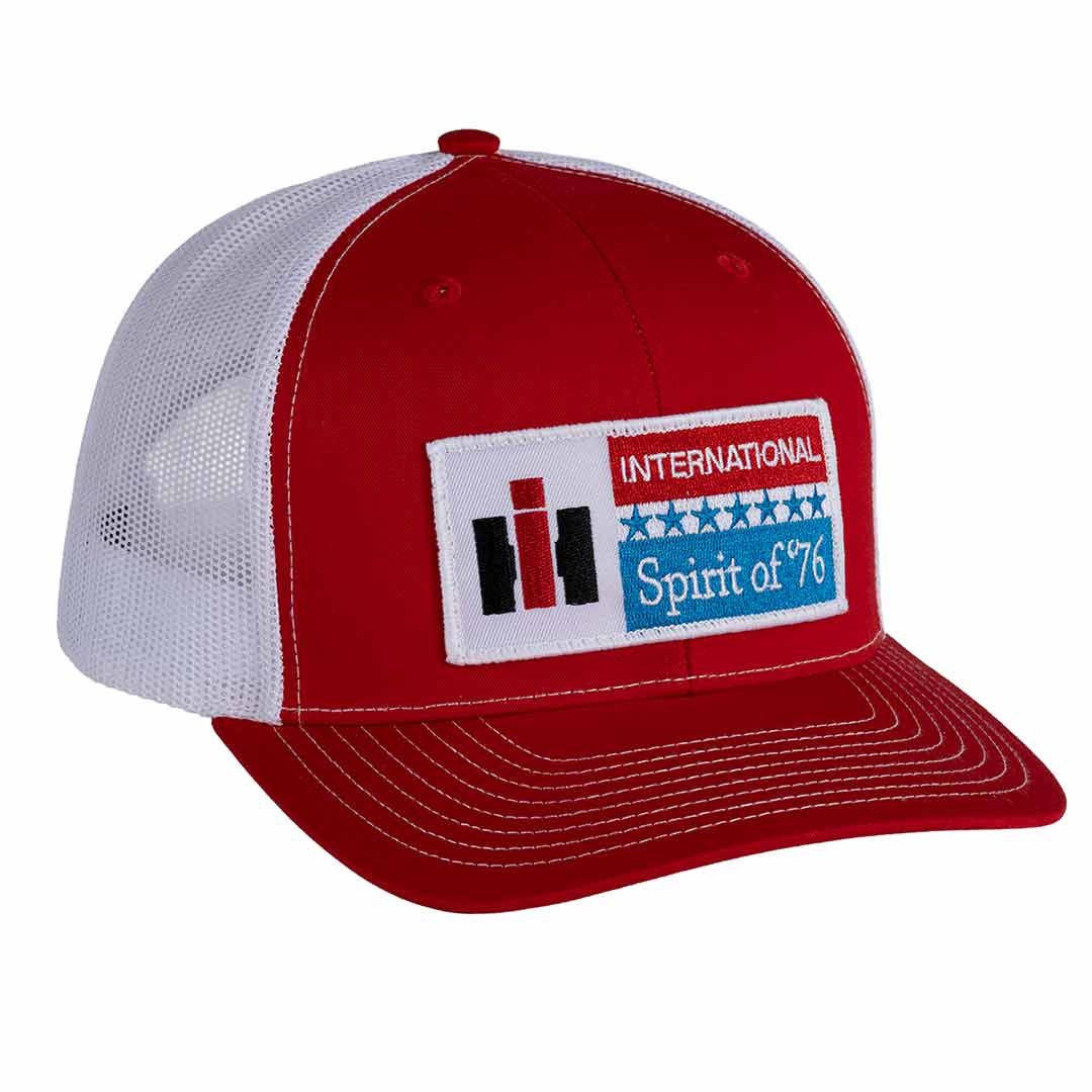 red with white mesh international harvester american spirit of 76' hat