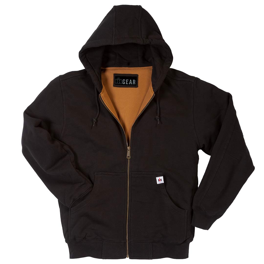 international harvester hooded black sweatshirt with zipper