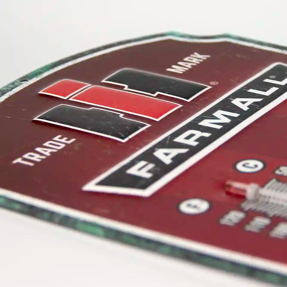 IH Farmall Rain or Shine Metal Thermometer top angle
