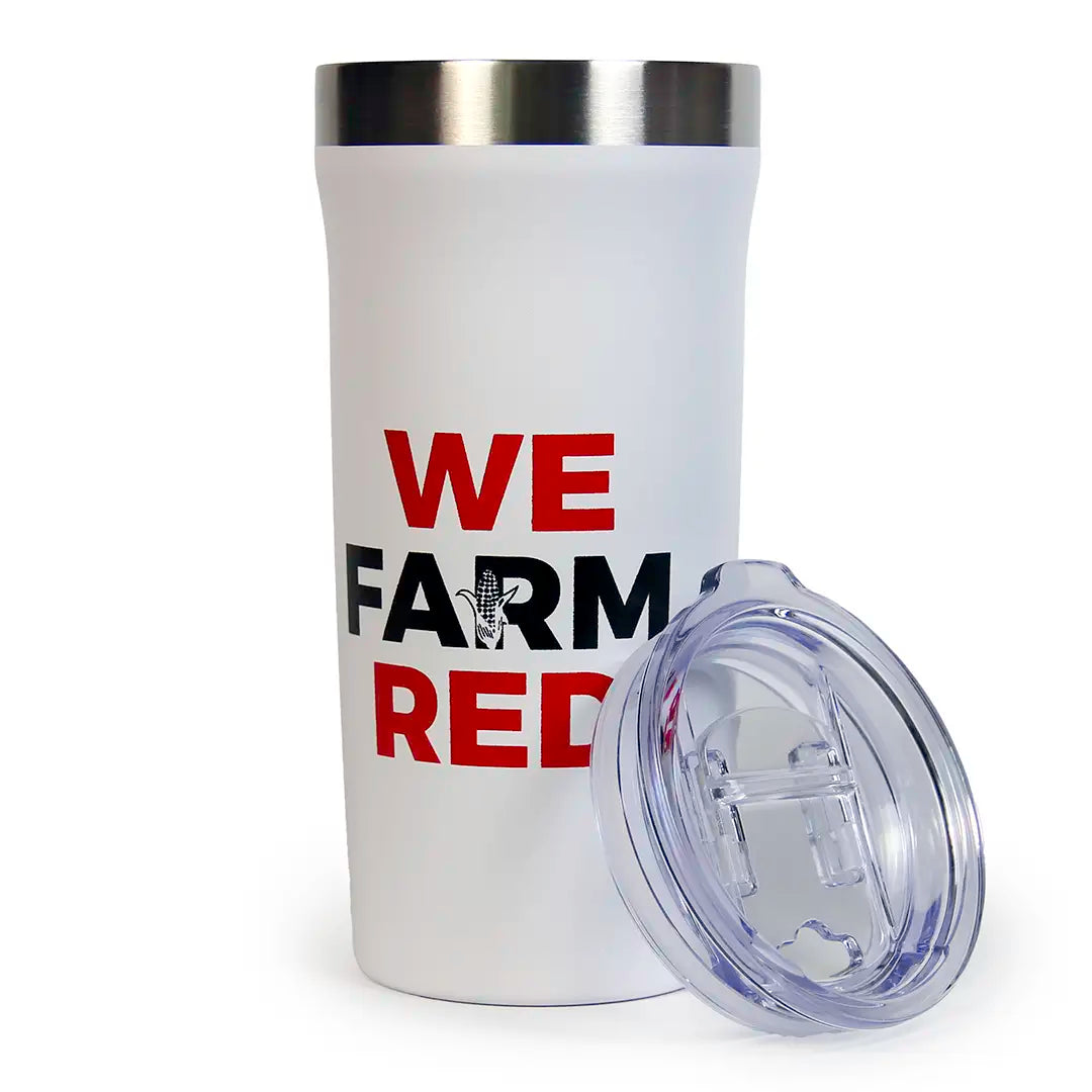 IH We Farm Red Tumbler with sliding closure lid