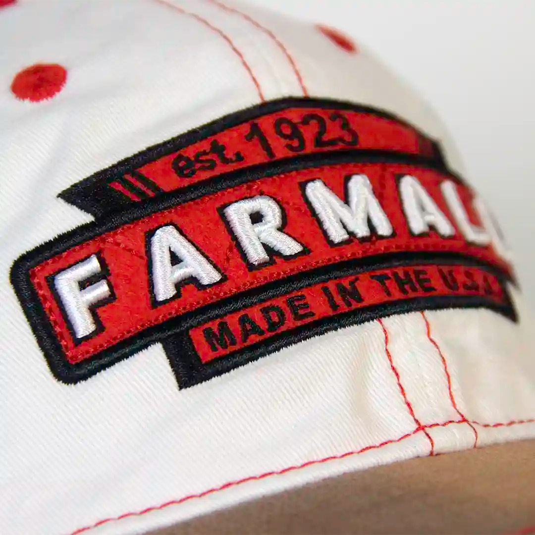 International Harvester Farmall Hat patch close up