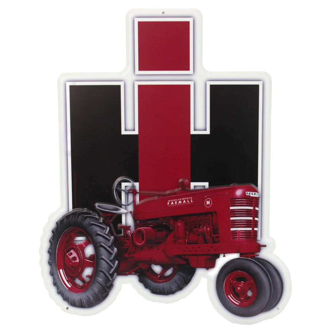 IH Tractor Sign with Farmall Tractor and die cut IH logo