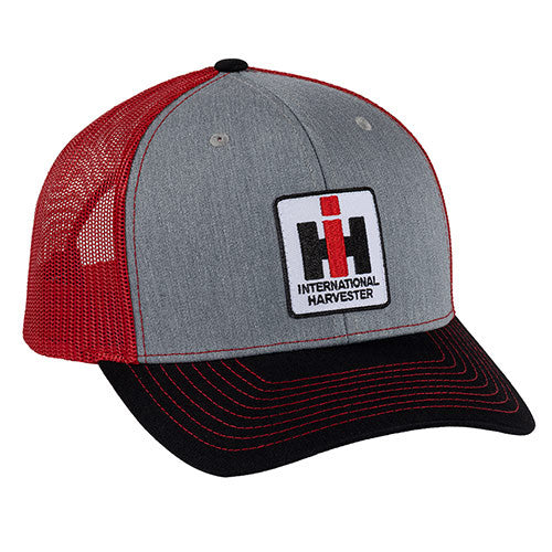 Gray and red mesh cap with International Harvester logo