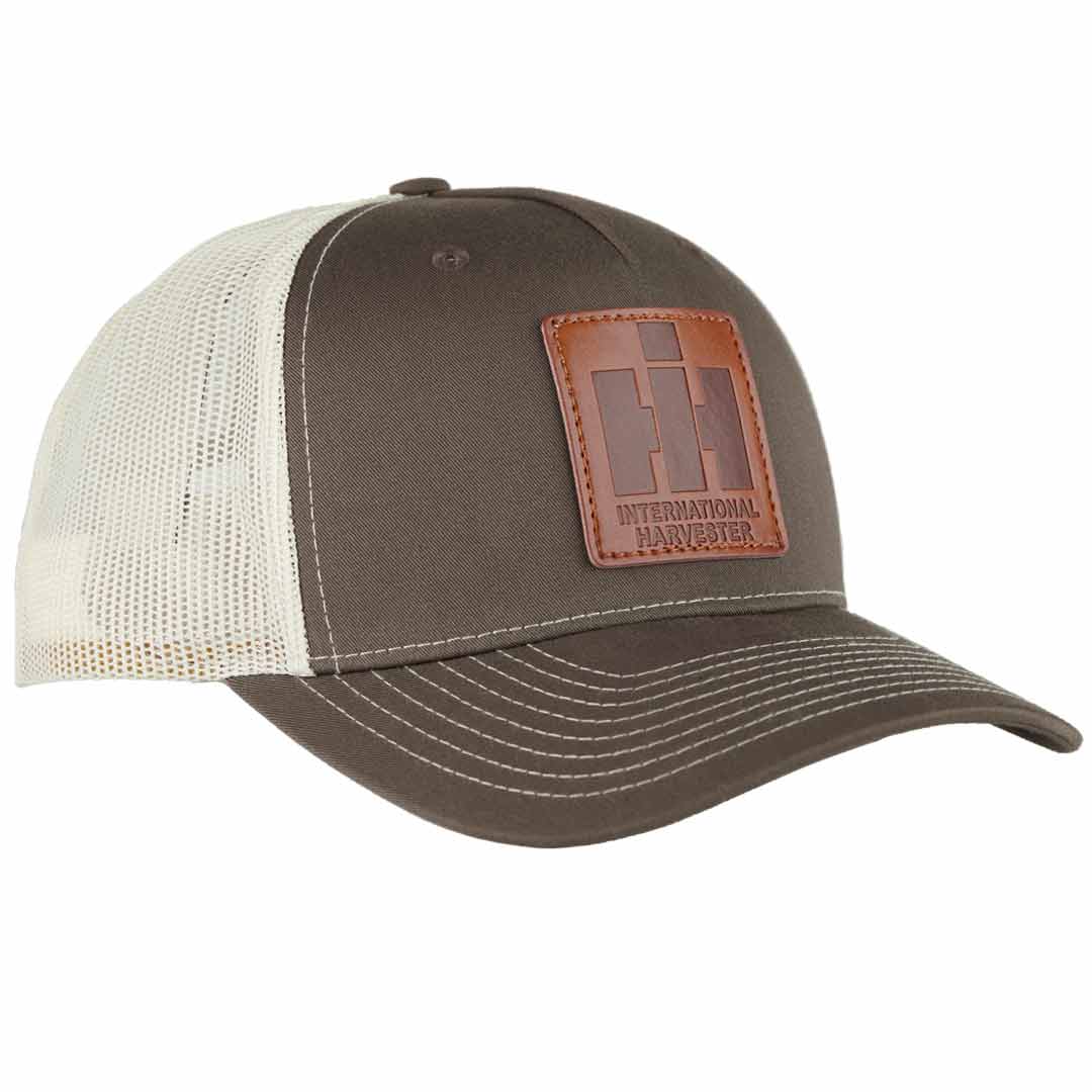International Harvester Wheatland IH Logo Leather Patch Trucker Hat