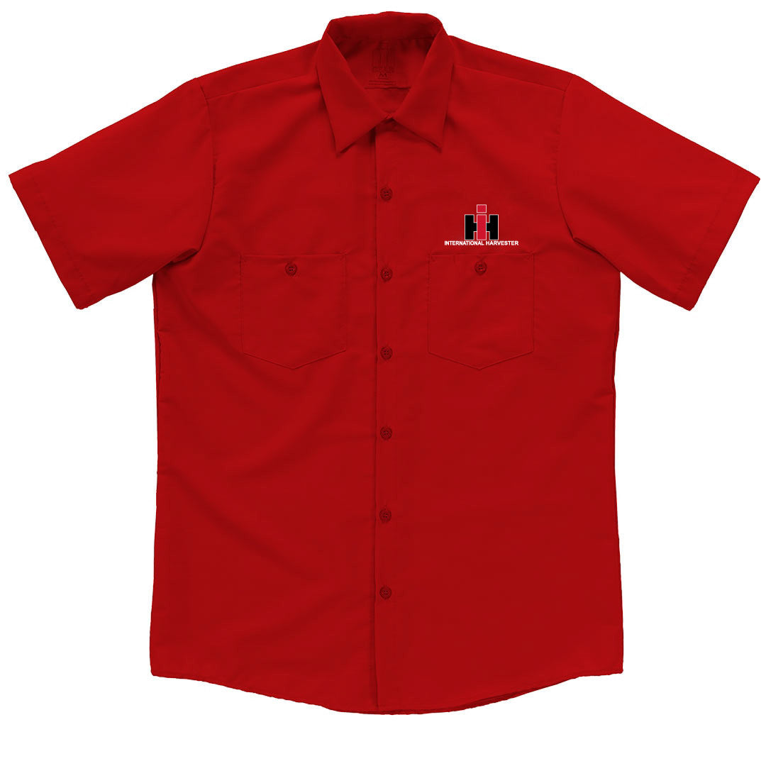 International Harvester Logo Red Button Up Garage Shirt IH Gear