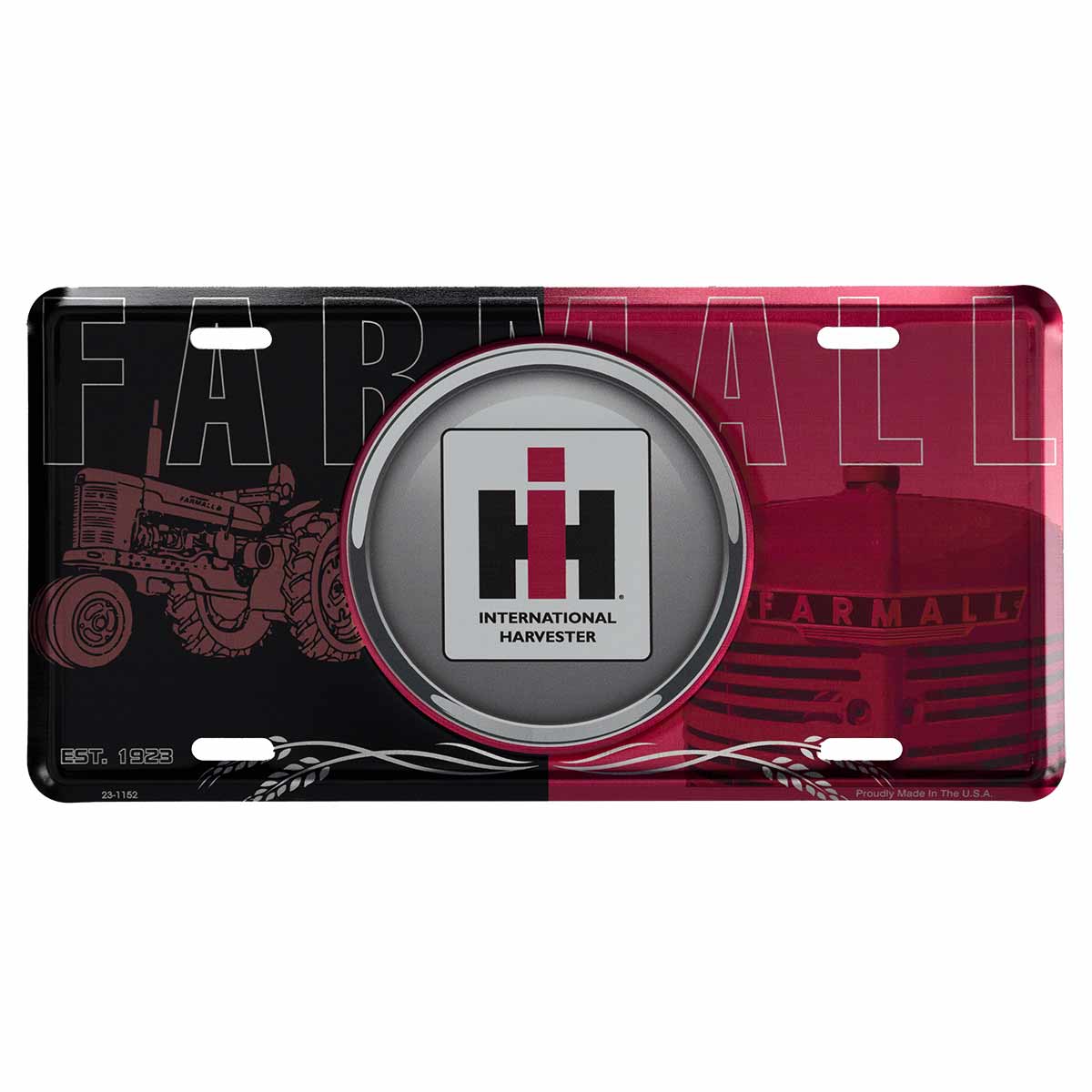 ih farmall black and red license plate