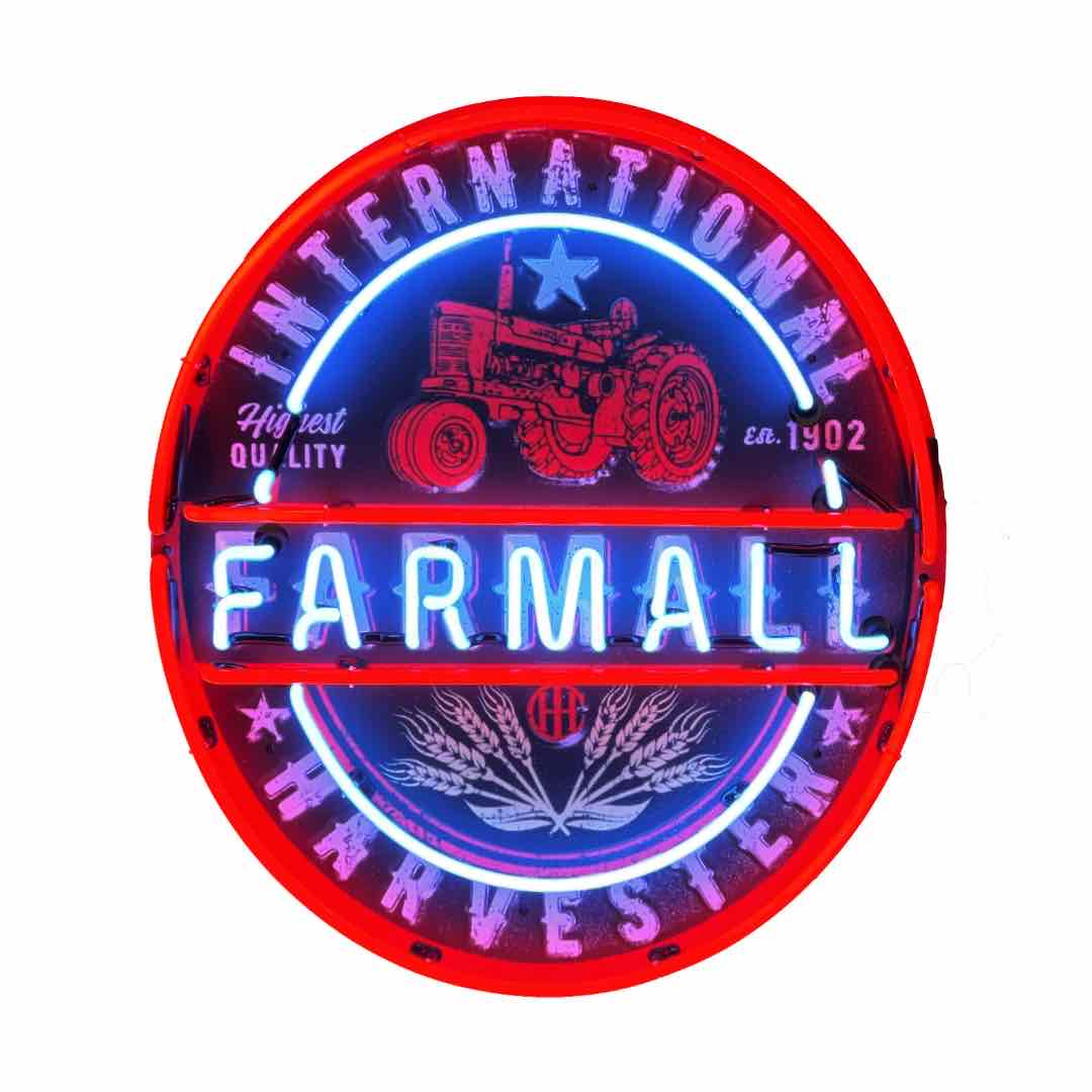 international harvester farmall tractor neon sign