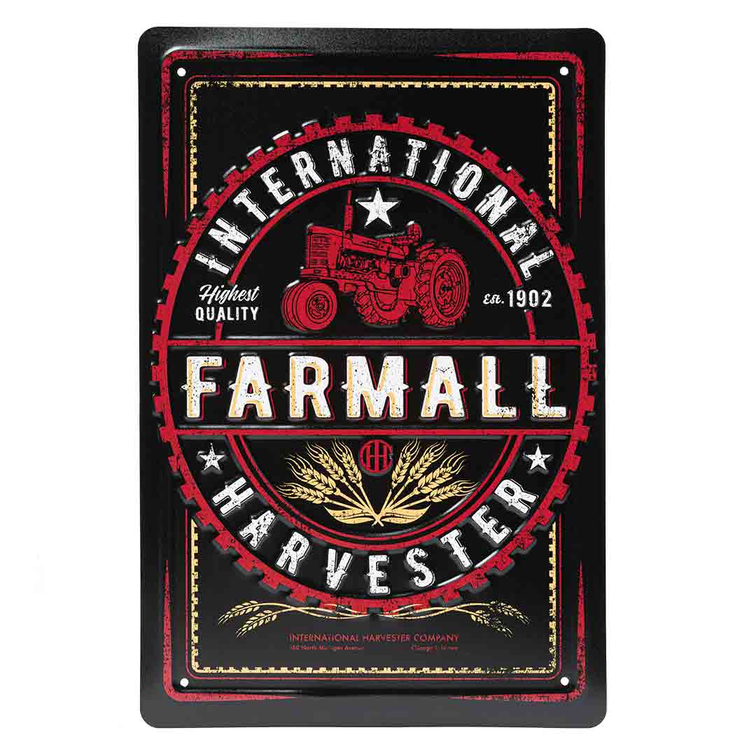International Harvester Black Farmall Tractor Sign