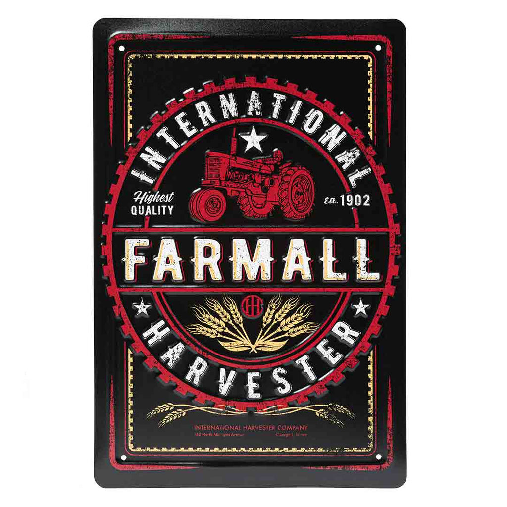Plaque émaillée Publicitaire Tracteur Farmall IH – 20x30cm Bombé – Déco Métal Vintage