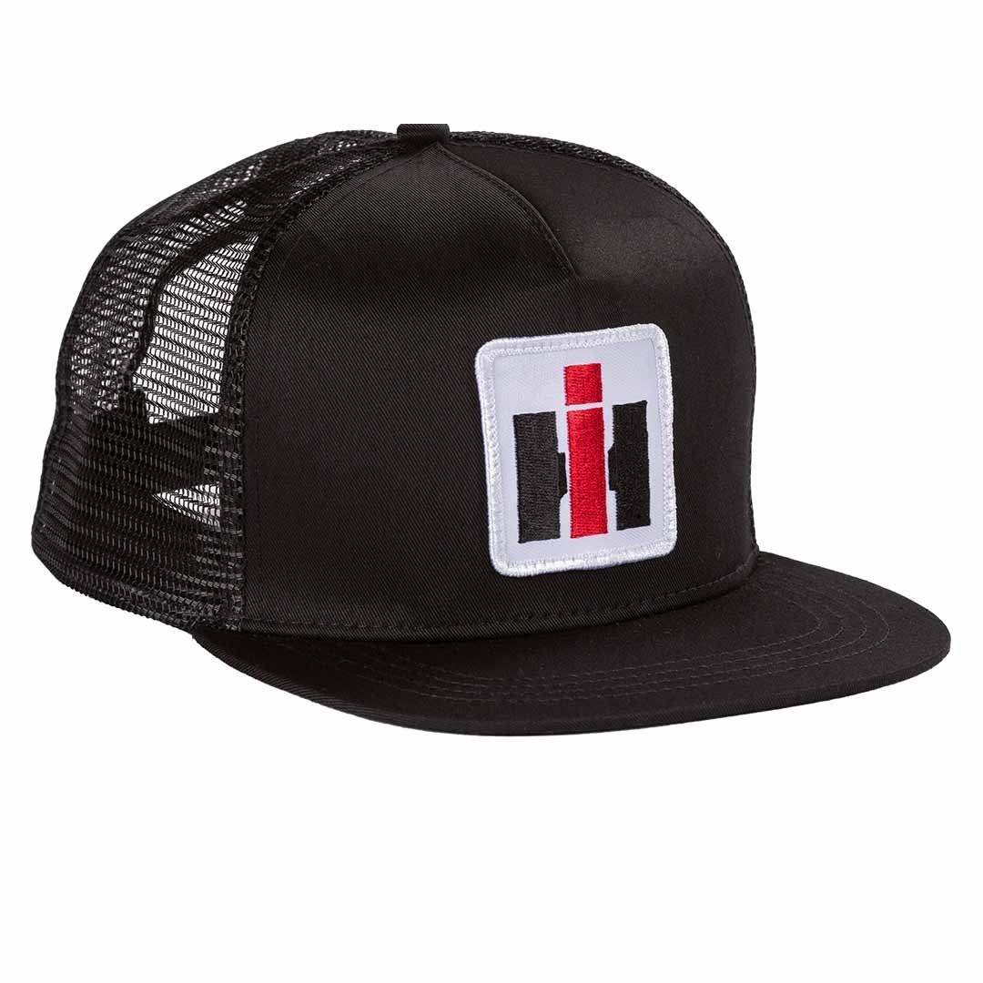 high profile black ih logo trucker hat