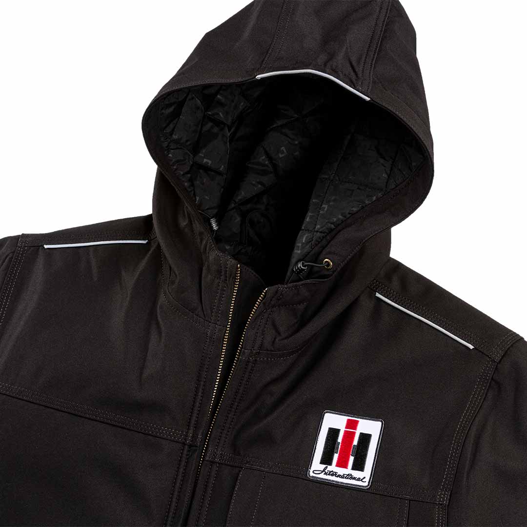 international harvester black winter hooded jacket