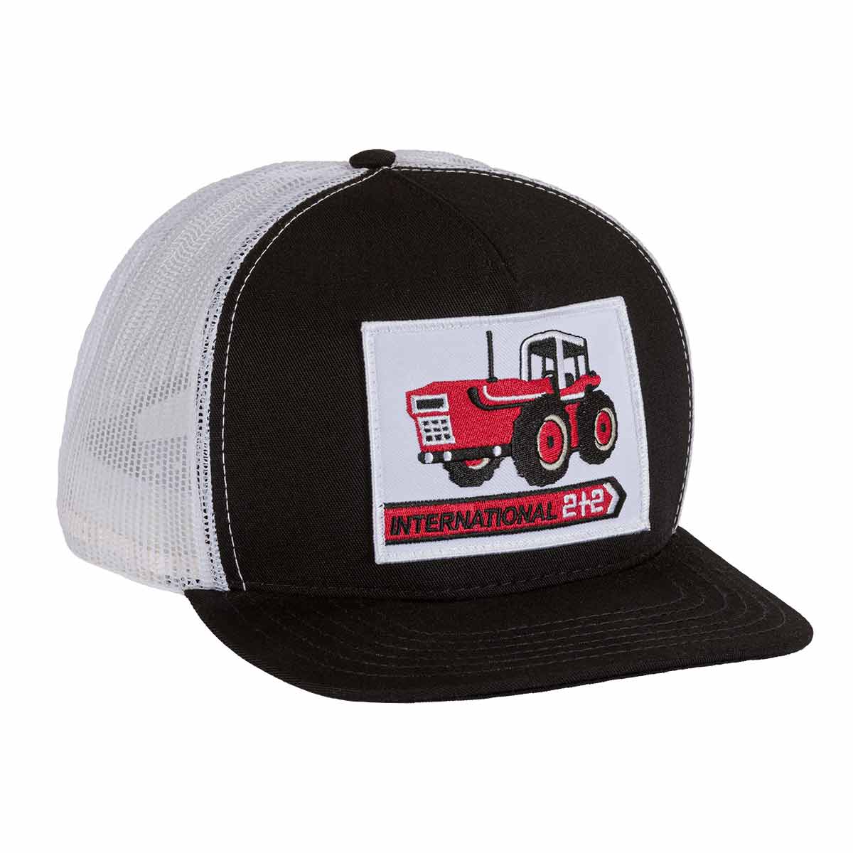international harvester 2 + 2 tractor black white trucker hat