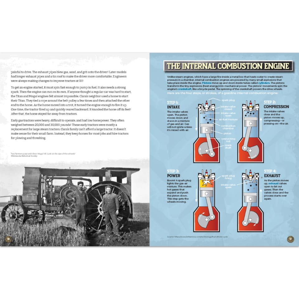 international harvester red tractor internal-combustion history children's stem book